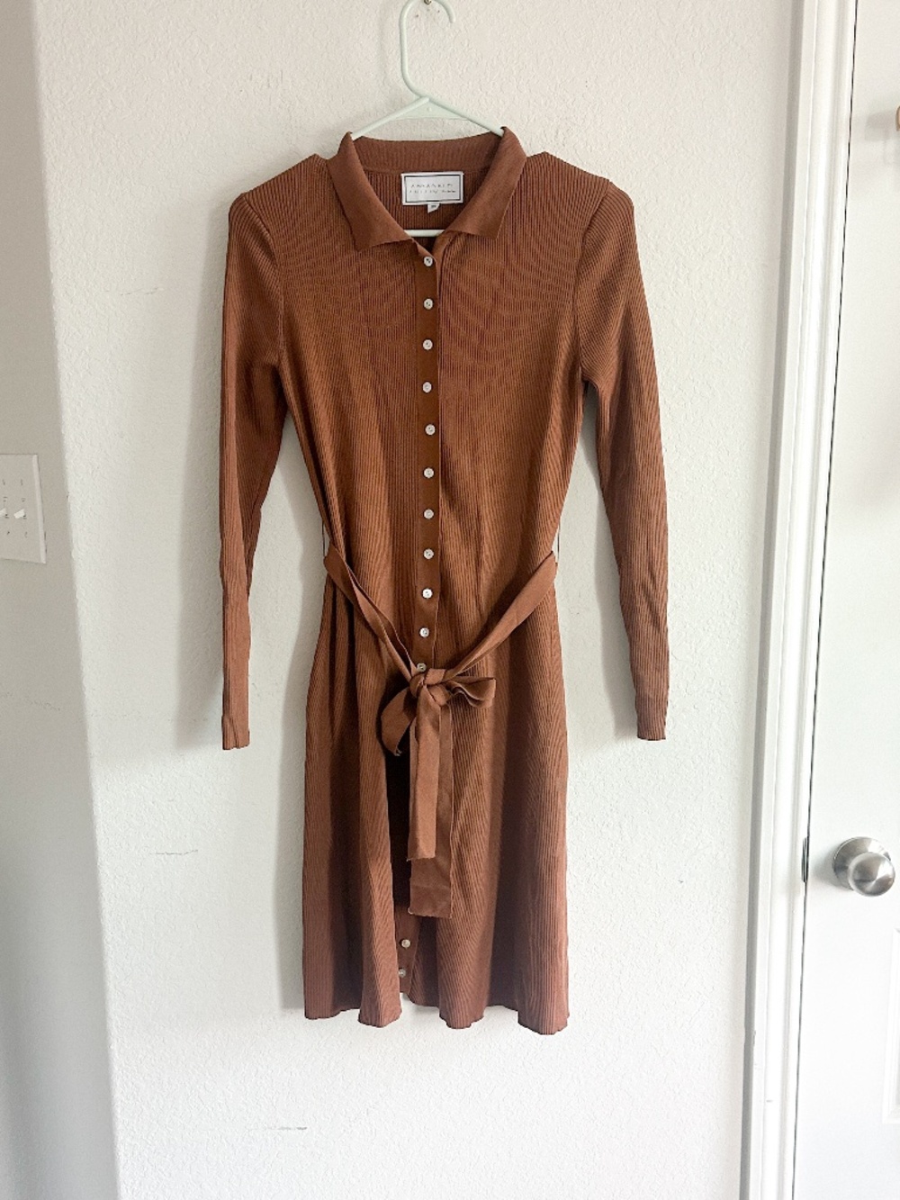 Apparalel Brown Button Down Dress Ribbed XS
